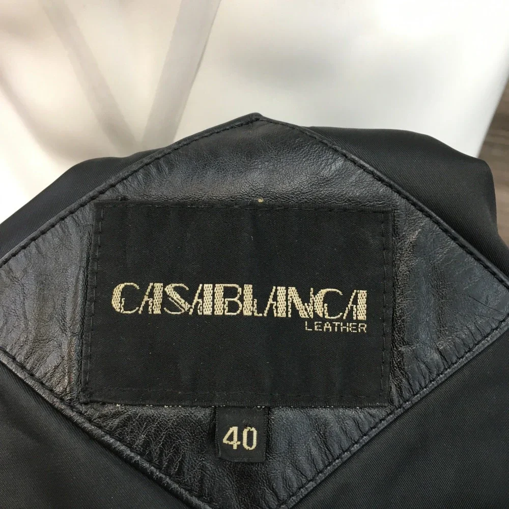 VINTAGE LEATHER HOODED JACKET MENS‎ BLACK REMOVABLE HOOD ZIPPER SIZE 40